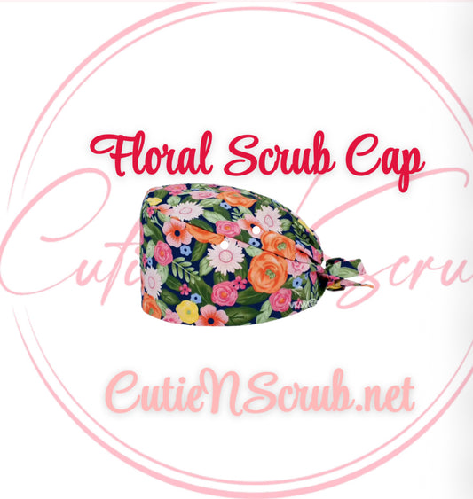 Floral Scrub Cap